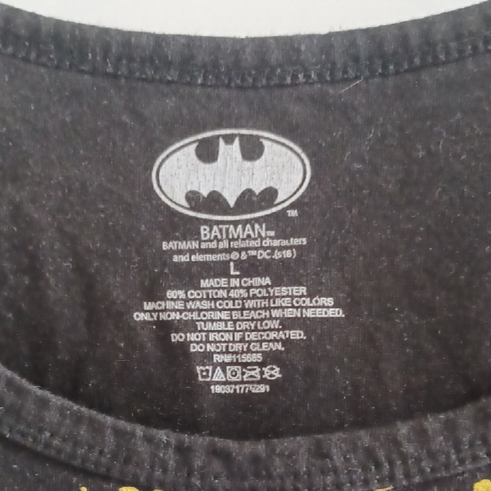 Batman Black Tee with Yellow Bat Emblem - Picture 2 of 6